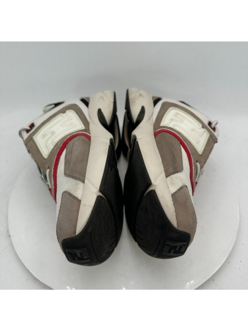 Fendi Faster Men Size 9 White Beige Tricolor Canvas Nubuck Leather Low Top Shoes - Picture 7 of 11